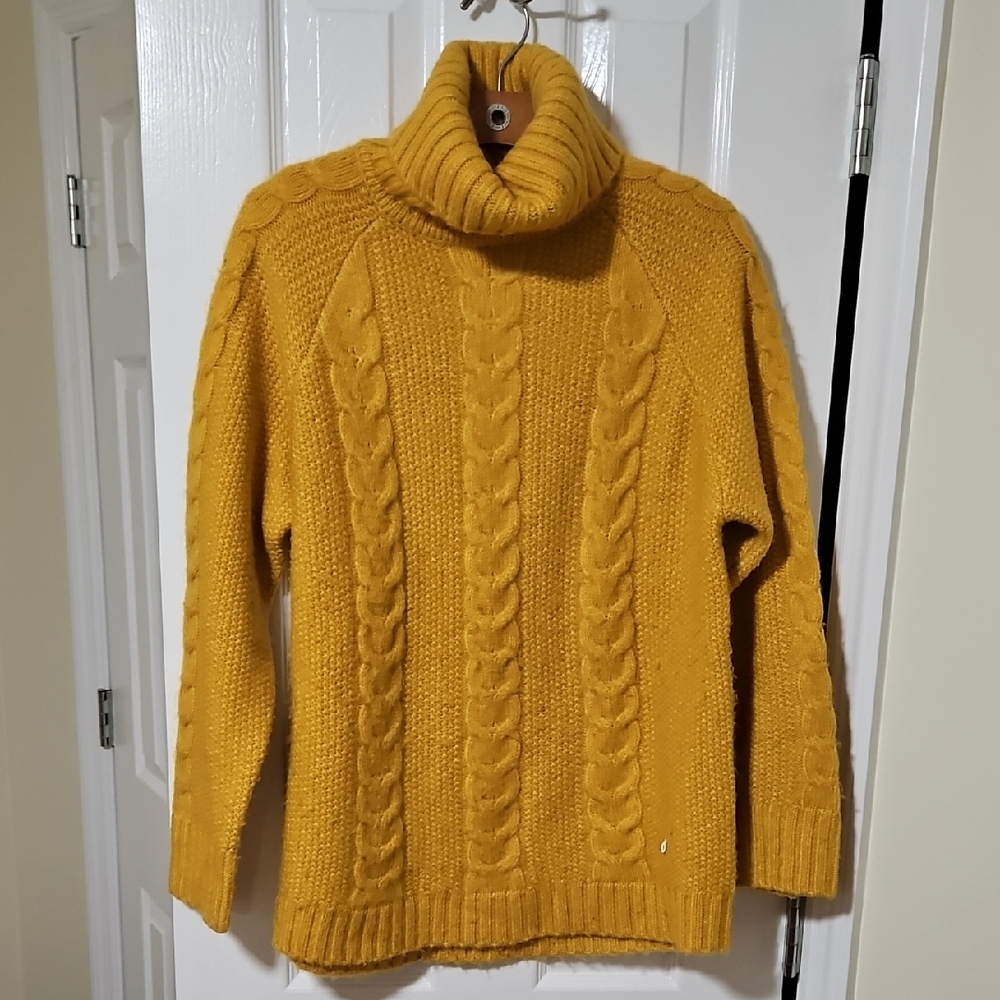 Kari Traa Mustard Cable Knit Turtleneck Sweater
